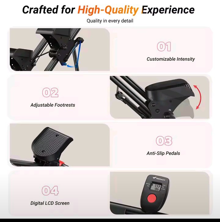 ApexClimb adjustable resistance pedals and LCD screen